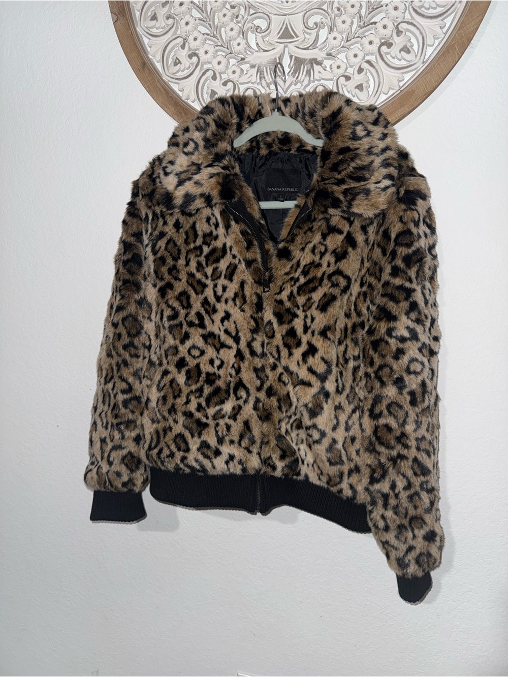 Banana Republic Leopard Print Faux Fur Jacket - Brown & Black